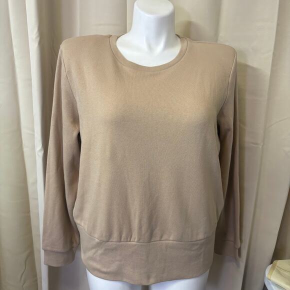 Express Boxy Fleece Crewneck Pullover Padded Shoulder Sweatshirt Size XL - Picture 2 of 8